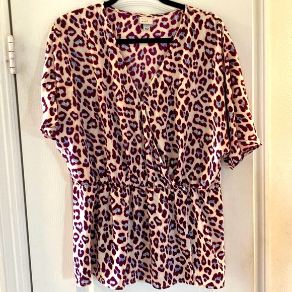 Leopard Print Faux Wrap Blouse - Picture 1 of 3